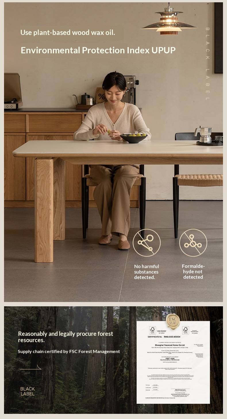 White Ash Solid Wood Restaurant Slab Dining Table