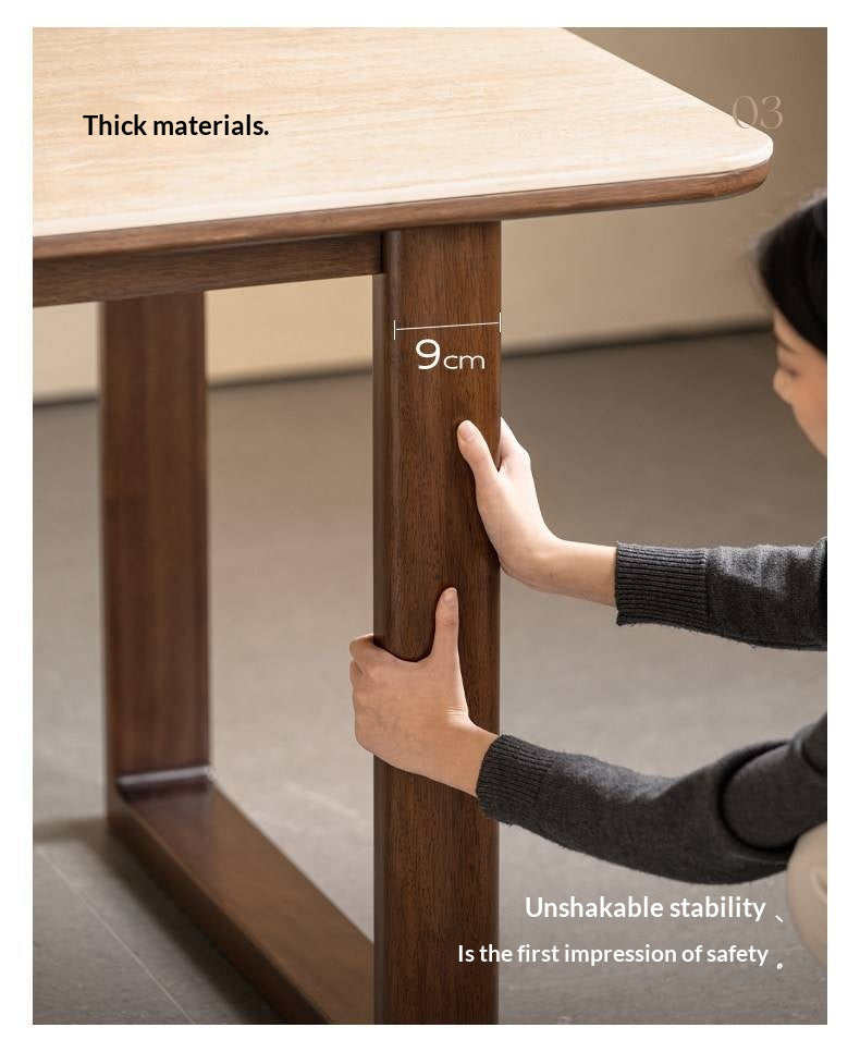 Solid Longan Hardwood Slab Dining Table with Antique-Inspired Retro Design