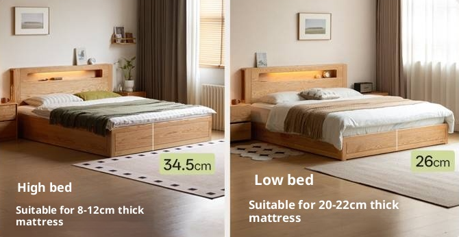 Oak Solid Wood Modern Minimalist Multifunctional with Light Box Bed