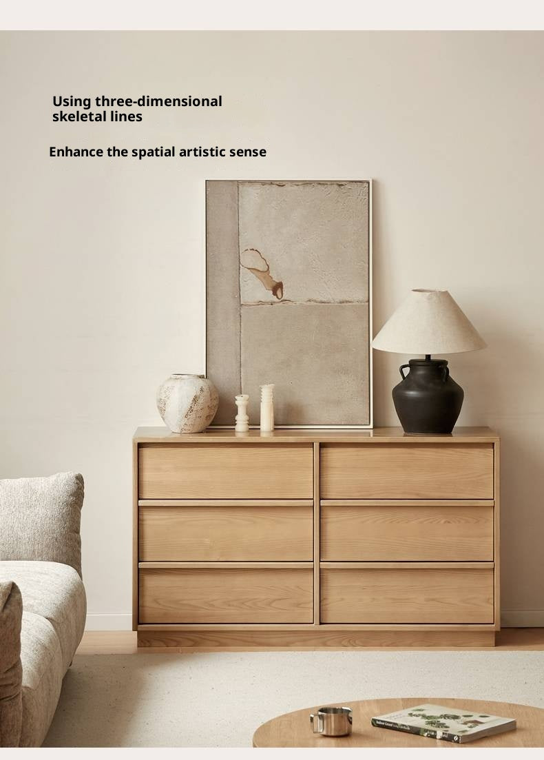 Ash, Oak Solid Wood Wabi-sabi Style Chest Of Drawers