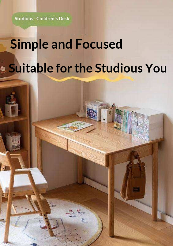 Oak Solid Wood Minimalist Kids Study Desk