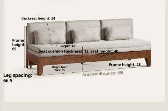 Oak Solid Wood Pull-Out Sofa Bed with Extended Sleeping Platform