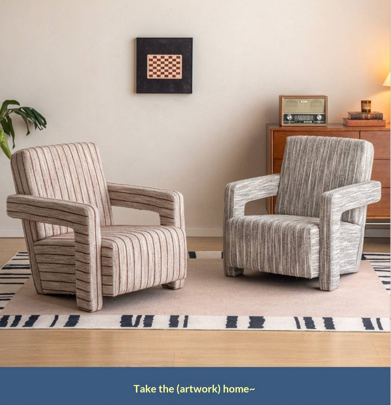 Italian-Inspired Sculptural Design Accent Chair, Modern Fabric Armchair