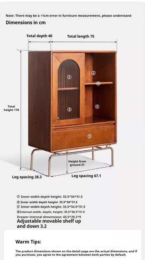 Black Walnut, Poplar Solid Wood Side Cabinet.