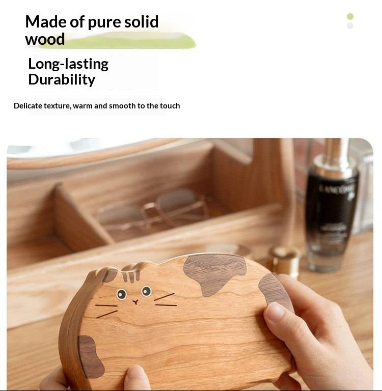 Cherry, Black Walnut Solid Wood Portable Jewelry Box with Multi-Compartment Storage