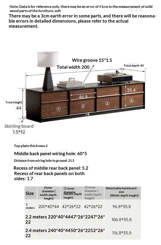 Oak Solid Wood Floor Standing TV Cabinet with Italian-Inspired Skeleton Line
