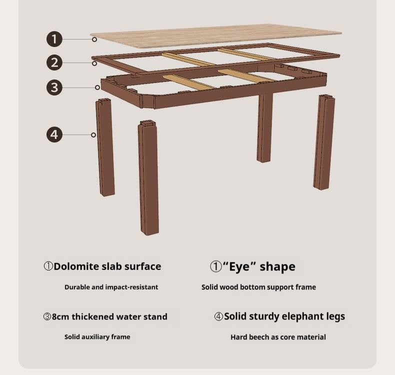 Black Walnut Solid Wood Vintage Travertine Slab Dining Table