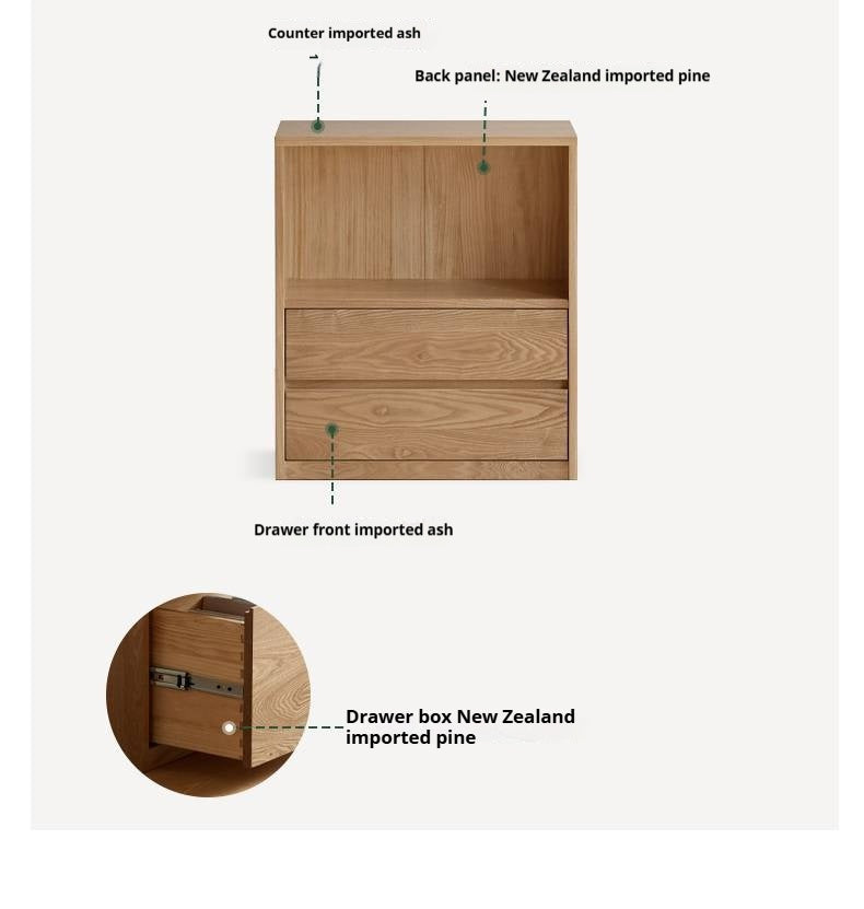 Ash Solid Wood Bookcase Storage Cabinet