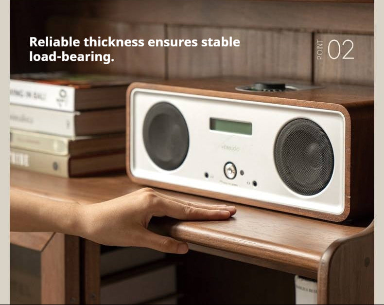 Black Walnut, Oak Solid Wood Bookcase with Storage Cabinet and Built-In Light