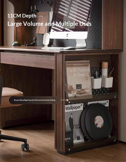 Black Walnut Solid Wood Combination Desk With Shelf