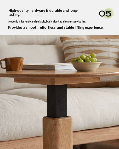 Oak Solid Wood Liftable Round Coffee Table