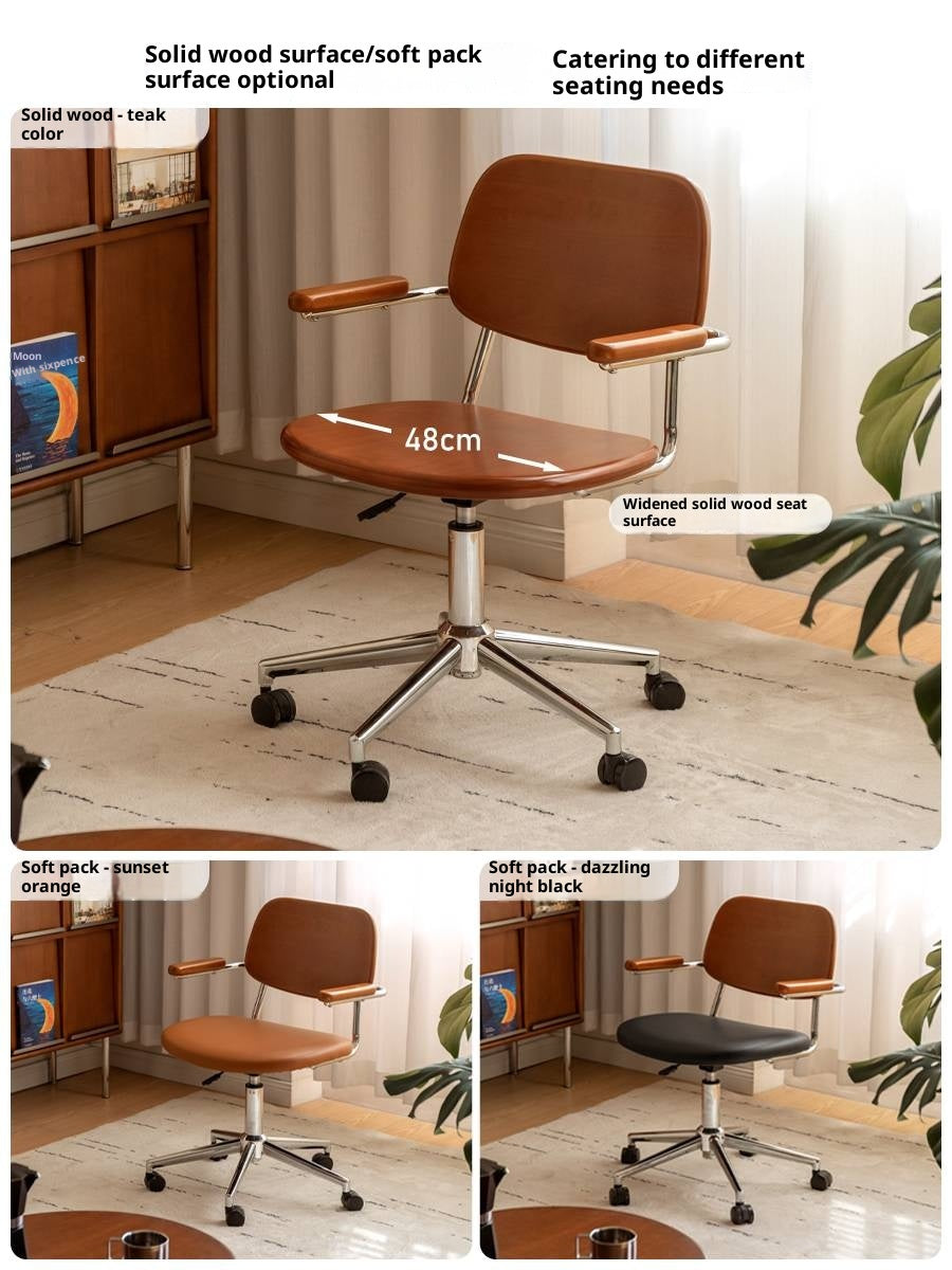 Beech Solid Wood Adjustable Office Chair, Bauhaus Style