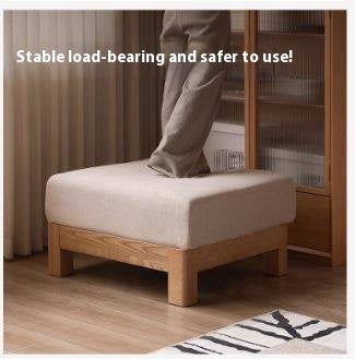 Oak, Ash, Poplar, Black Walnut Solid Wood Footstool Small Fabric Stool For Home