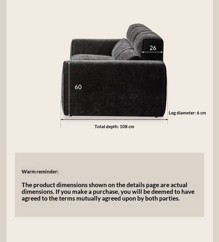 Chenille Tofu Block Sofa – Modern Casual Fully Removable Washable