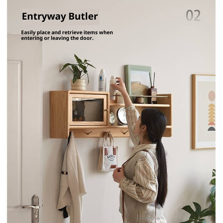 Oak Solid Wood Wall-Mounted Modern Cabinet