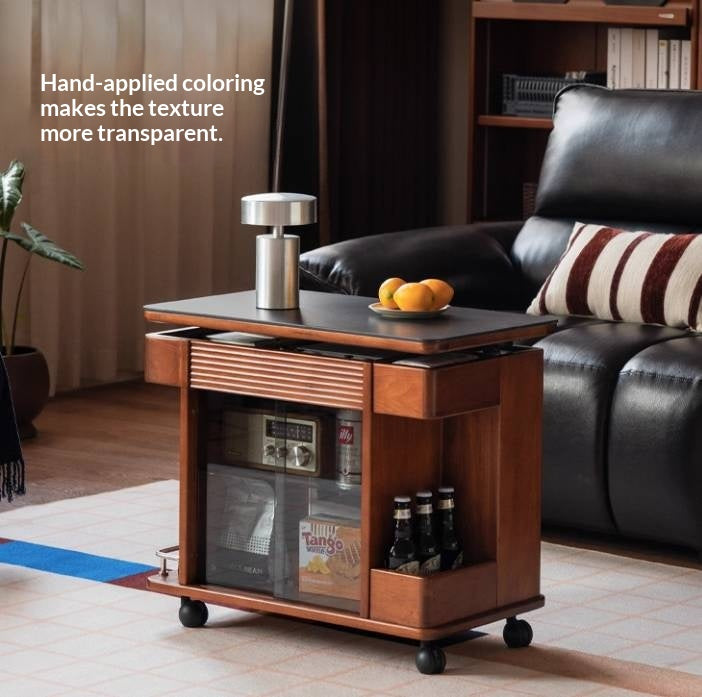 Poplar Solid Wood Elevating Rock Board Side Table