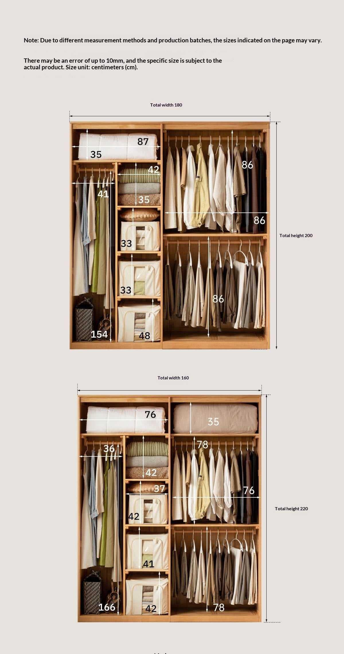 Oak Solid Wood Modern Storage Wardrobe with Casual Style
