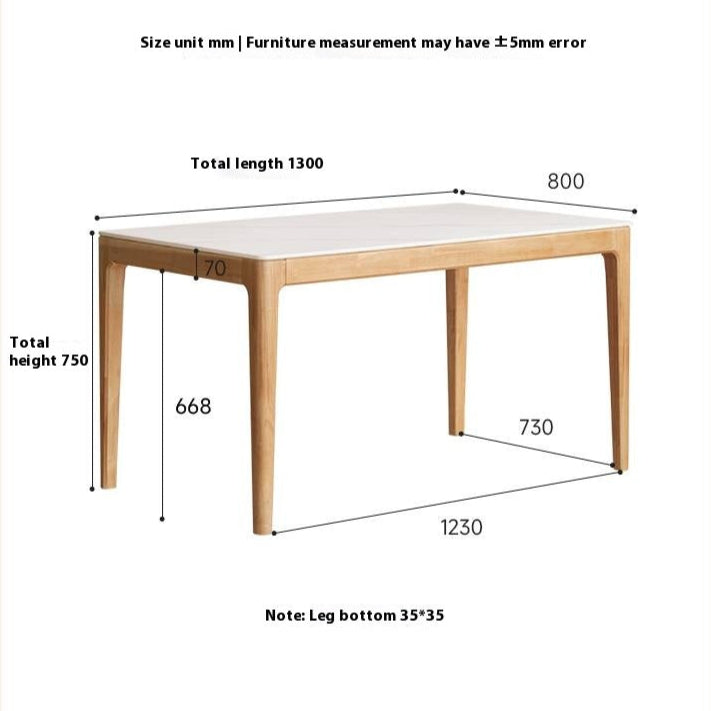 Solid RubberWood Rock Plate Modern Dining Table