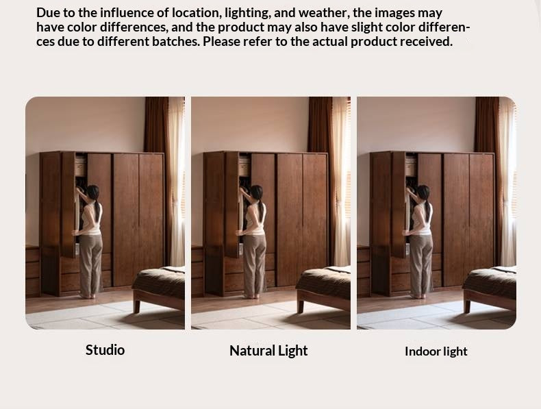 Oak Solid Wood Modern Style Wardrobe with Sliding Door