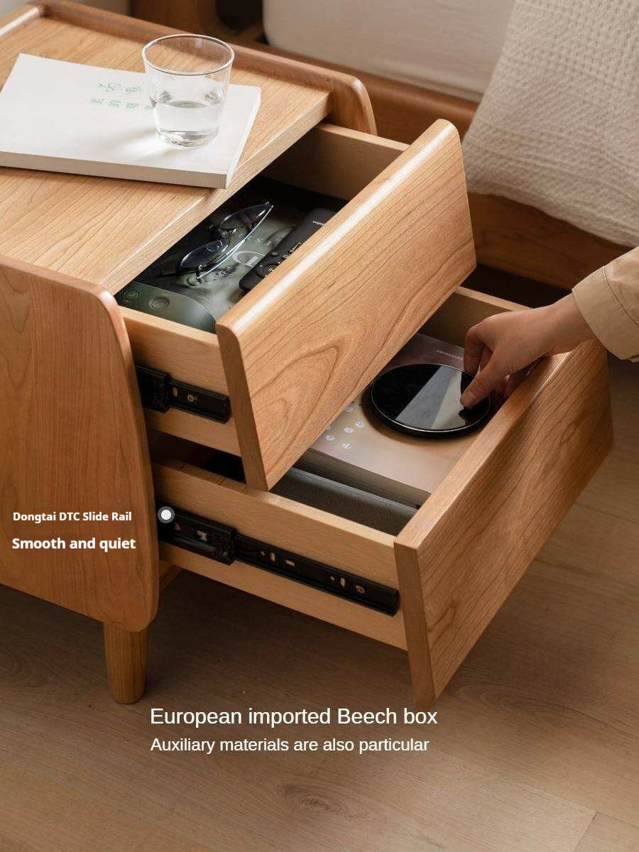 Cherry Wood Waves Nightstand.