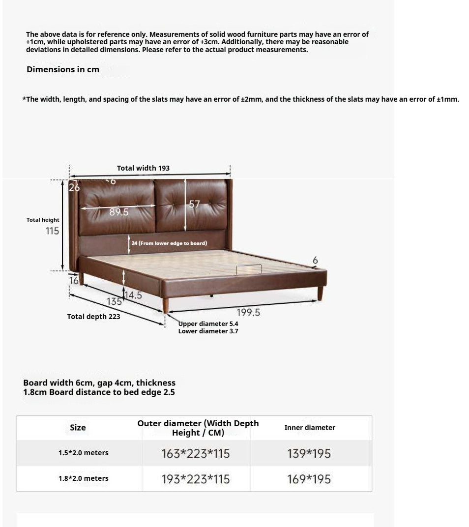 Ash solid wood Genuine Leather Tufted Wingback Bed with Extra Tall Headboard