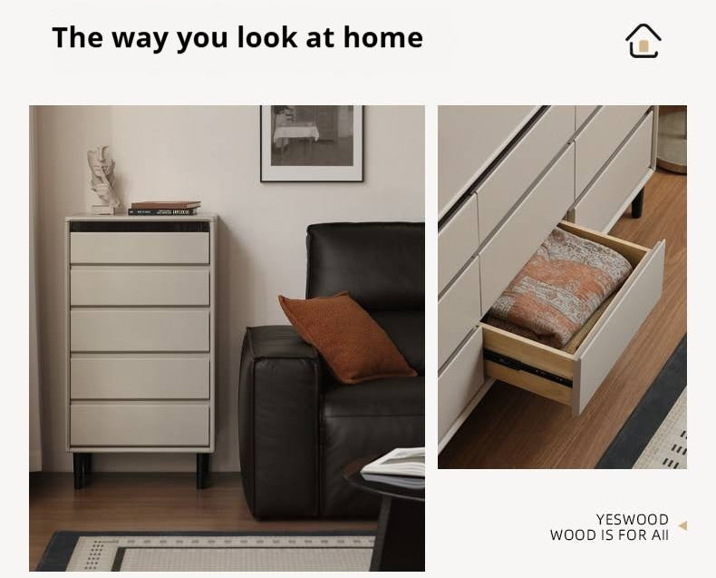 Solid Rubberwood Light Luxury Chest of Drawers