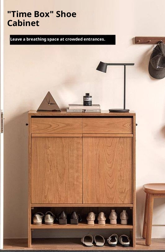 Cherry Solid Wood Modern Shoe Cabinet