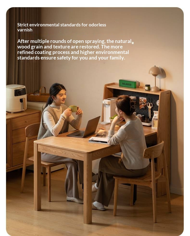 Oak Solid Wood Modern Minimalist Extendable Dining Table