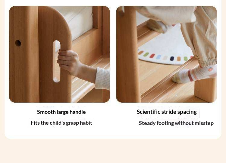 Beech Solid Wood Children's Loft Bed with Under-Table and Storage