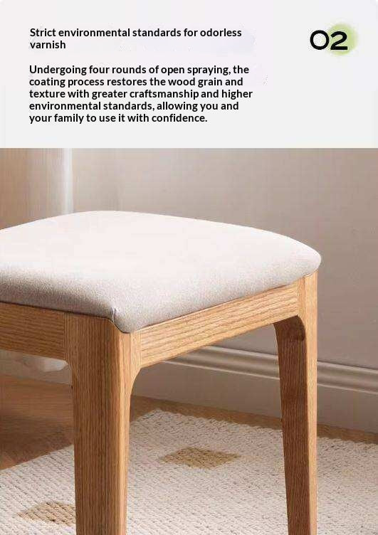 Ash, Oak Solid Wood, Solid RubberWood Makeup Stool