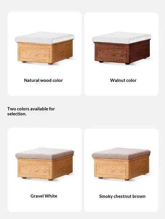 Ash, Oak, Black Walnut Solid Wood  Fabric Footstool