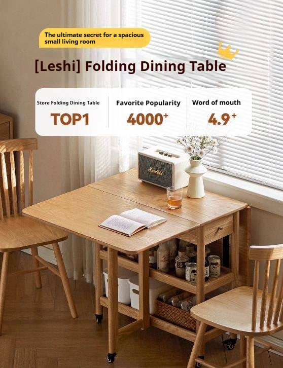 Oak Solid Wood Nordic Folding Rock Plate Dining Table