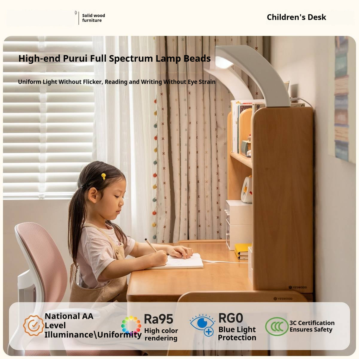 Beech Solid Wood Kids Study Table