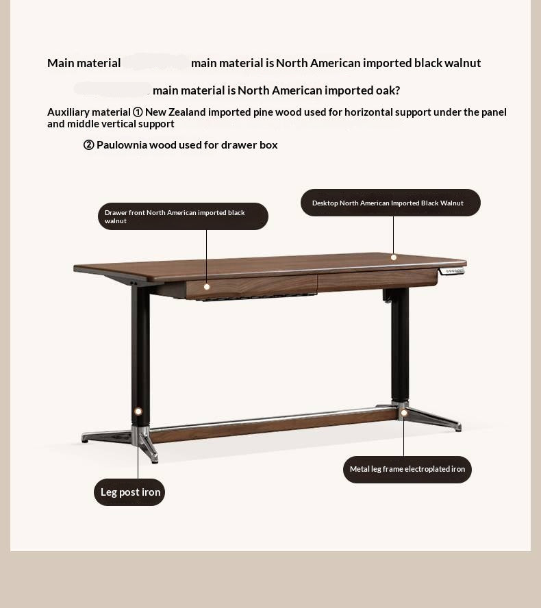 Black Walnut, Oak Solid Wood Lift-Top Office Desk