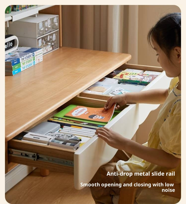 Beech Solid Wood Children's Desk Adjustable Writing Desk