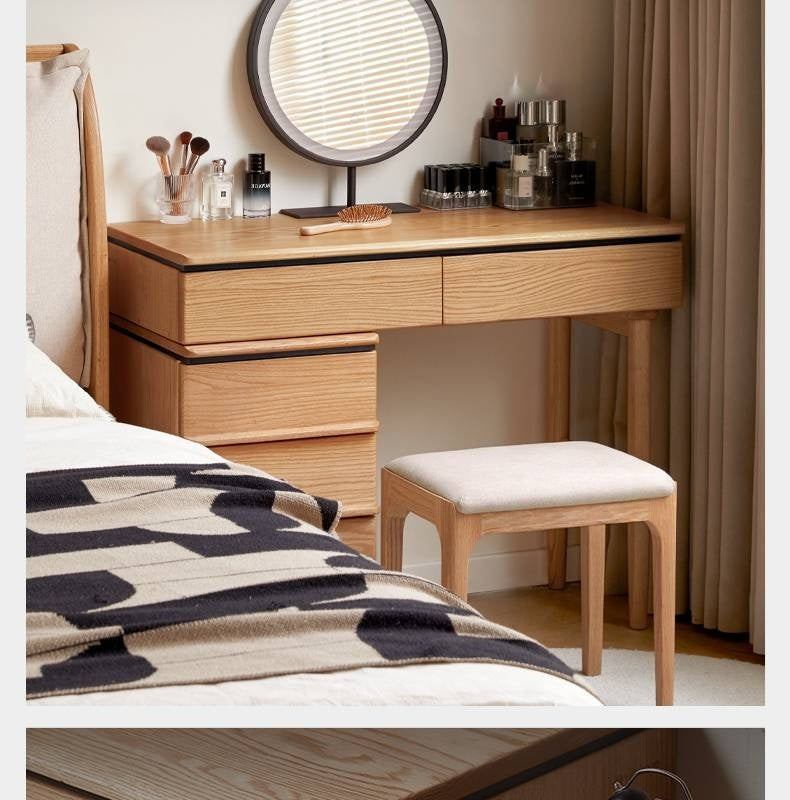 Oak Solid Wood Modern Retractable Dressing Table.