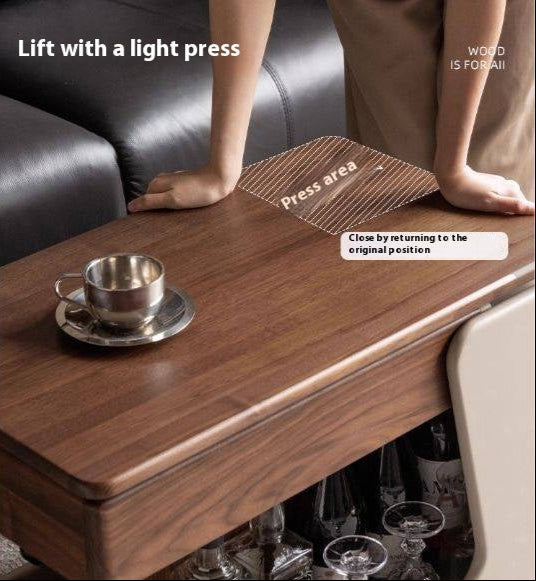 Black Walnut Solid Wood Liftable Rotating Mobile Side Table