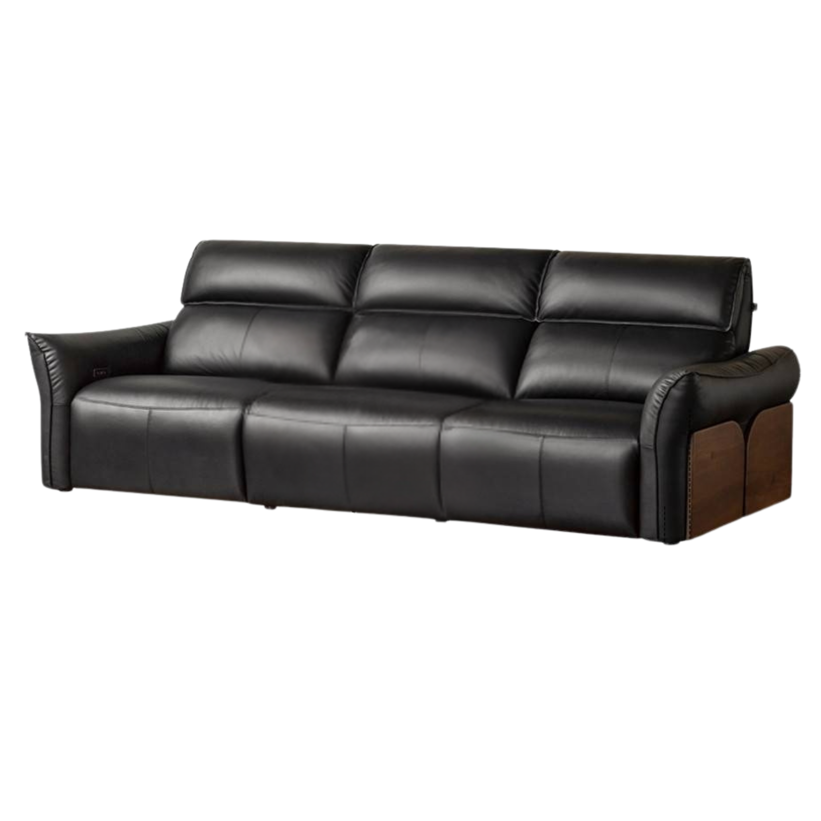 Black walnut solid wood Top Grain Genuine Leather Zero Wall Power Reclining Sofa