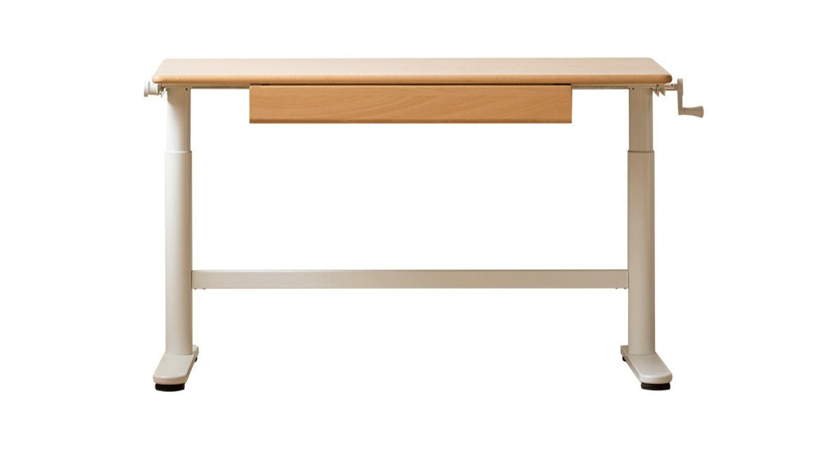 Hand-cranked lifting table board shelf  DIY Beech solid wood-