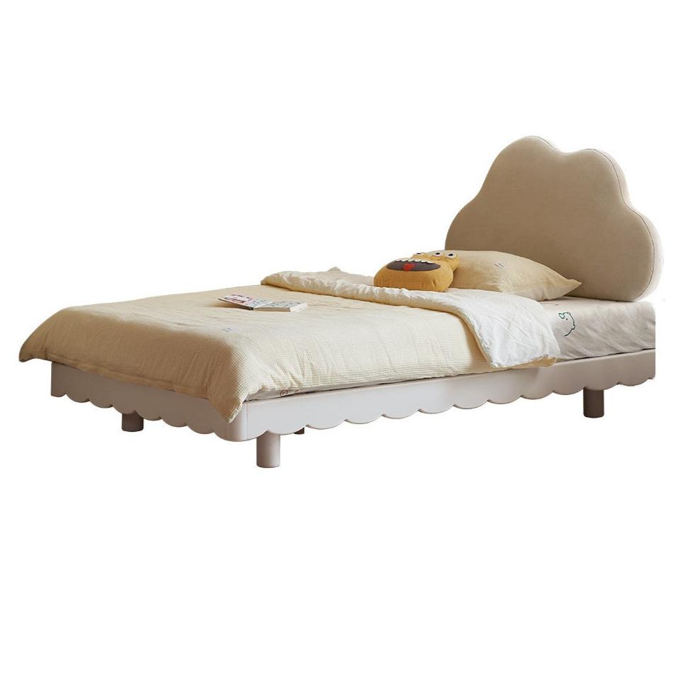 Beech Solid Wood Soft Children's Single Platform Bed, Headboard-Free Bed