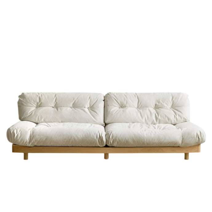 Oak Solid Wood Modern Nordic Suede Cloud Sofa