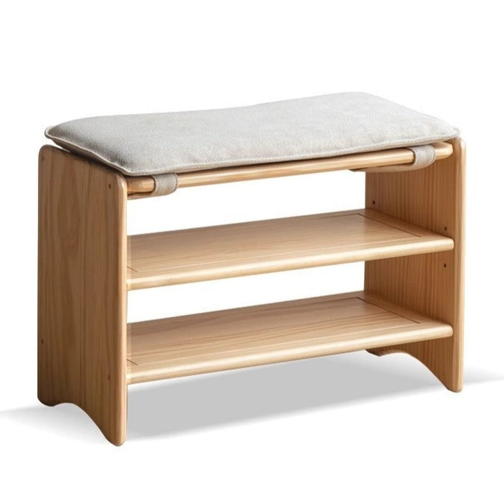 Pine solid wood shoe bench multi-layer log shoe rack: