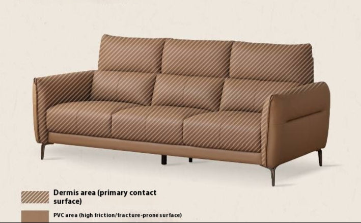 Genuine Leather High-Back Modern Sofa