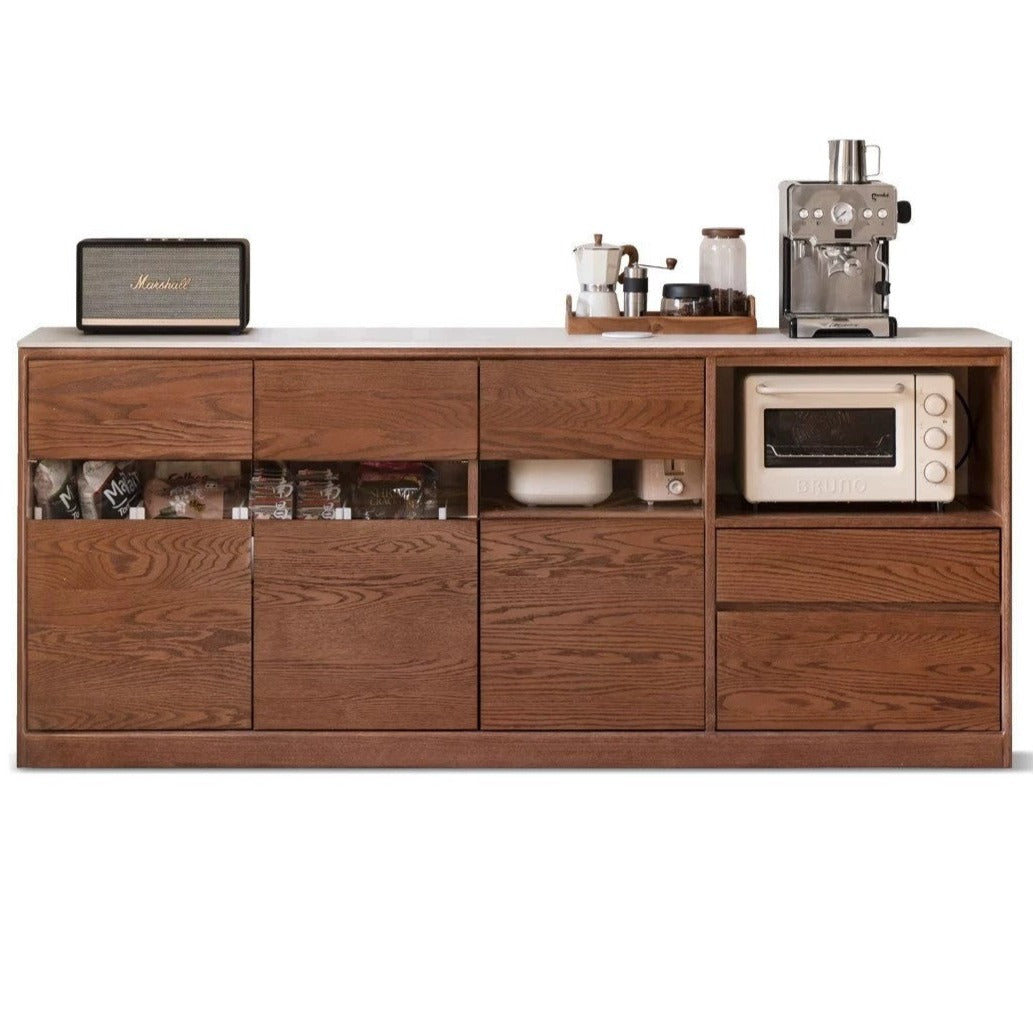 Black Walnut Solid Wood Rock Plate Storage Cabinet, Sideboard"