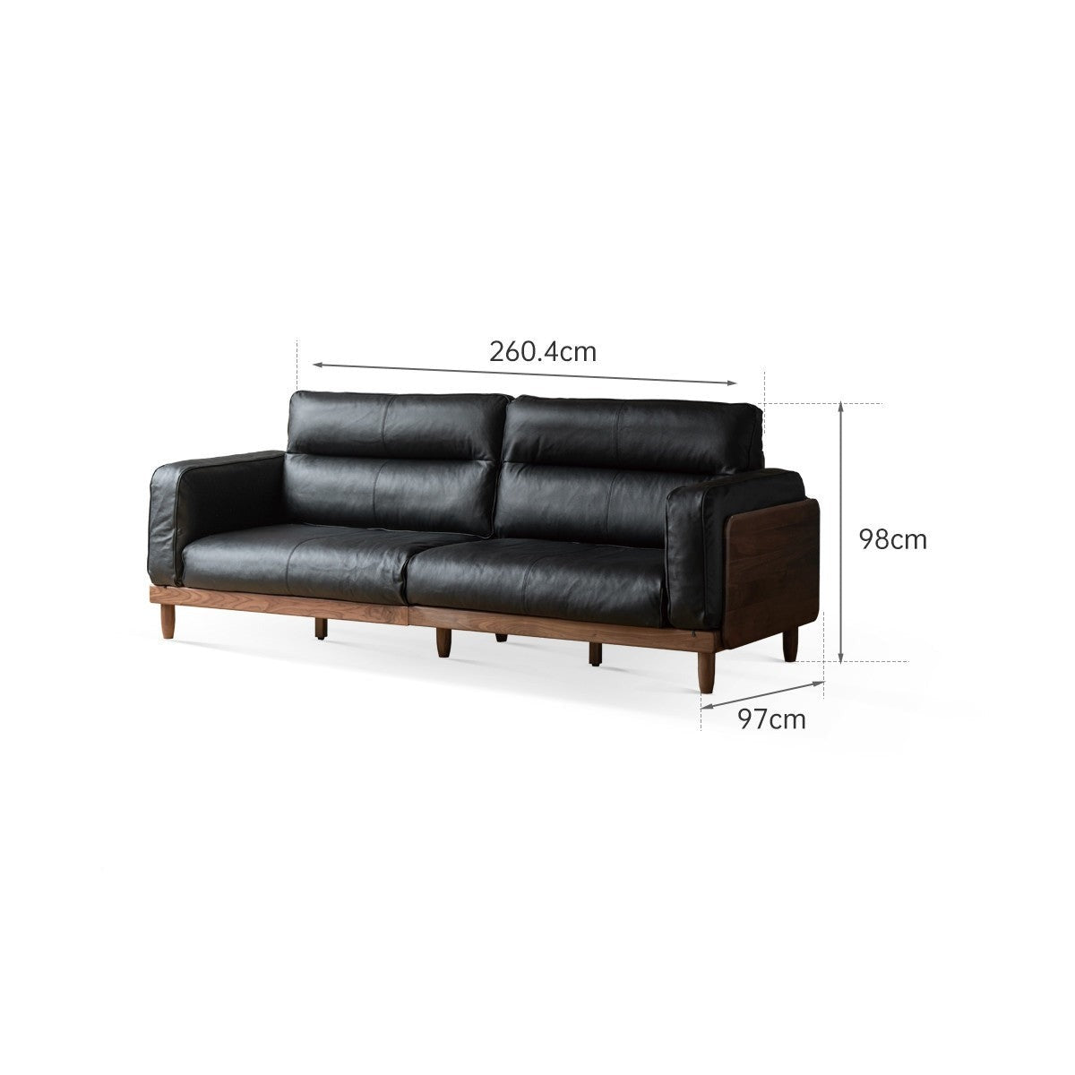 Black walnut solid wood leather top layer yellow cowhide sofa"