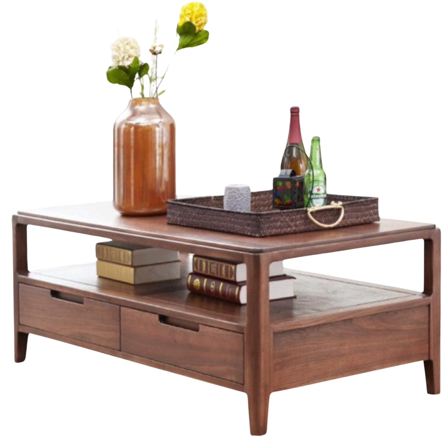 Black Walnut solid wood Four drawer сoffee table