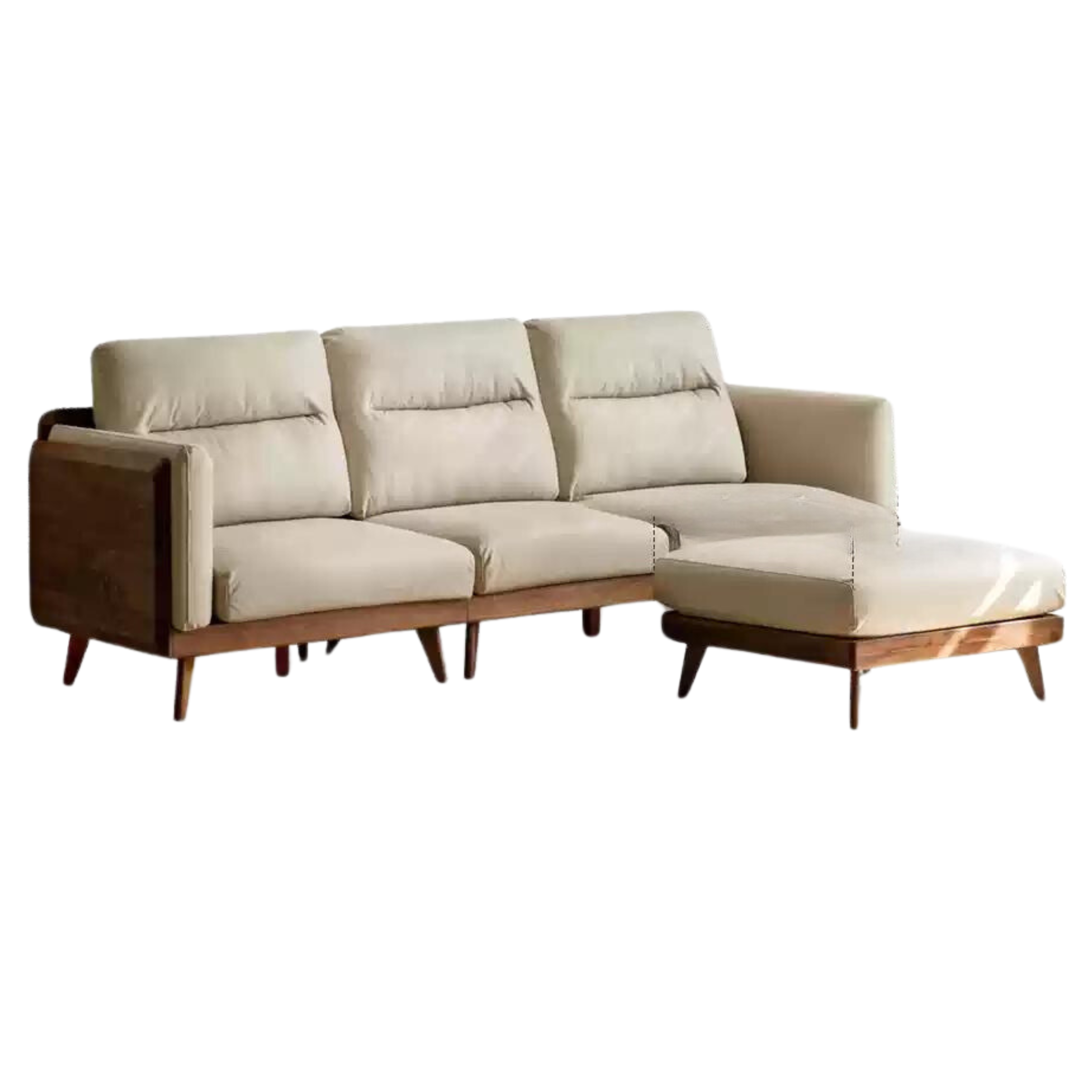 Black Walnut Solid Wood Sofa, Technology Cloth, fabric