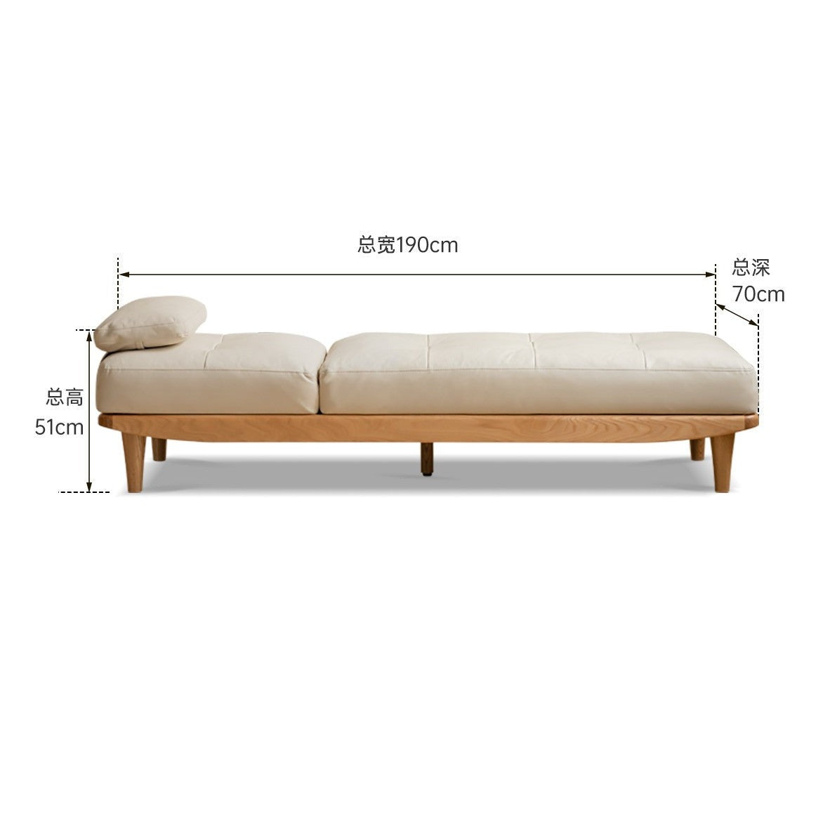 Oak solid wood sofa bed adjustable dual-purpose technological fabric: