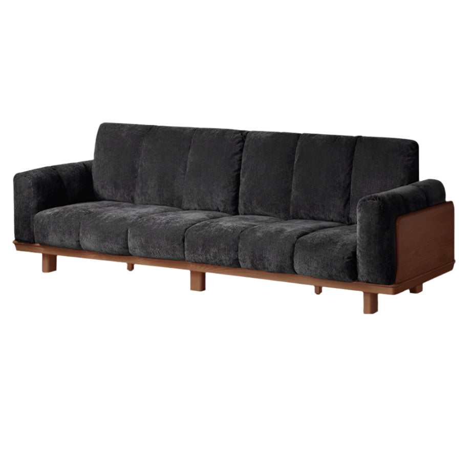 Black Walnut, Ash Solid Wood Modern Down Straight Sofa