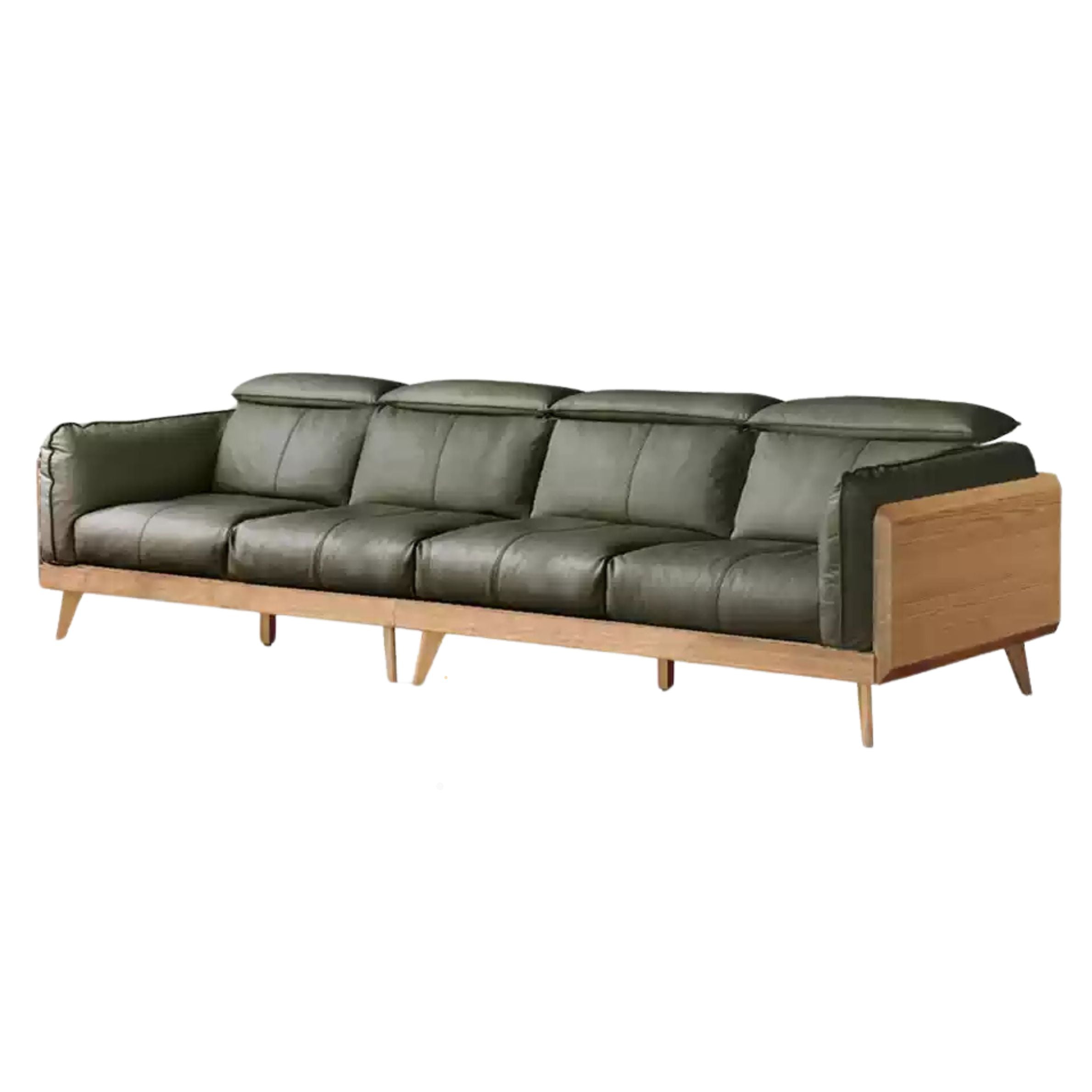 Ash Solid Wood high back Sofa genuine leather, fabric